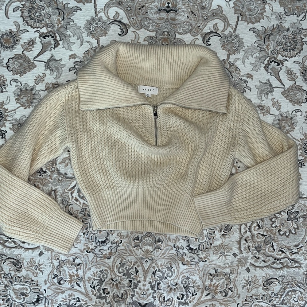 Crop Quarter Zip Sweater 🤎🤍💛
